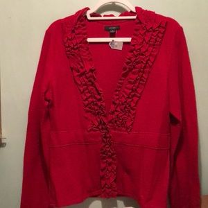 Alfani 100% wool red cardigan sweater warm